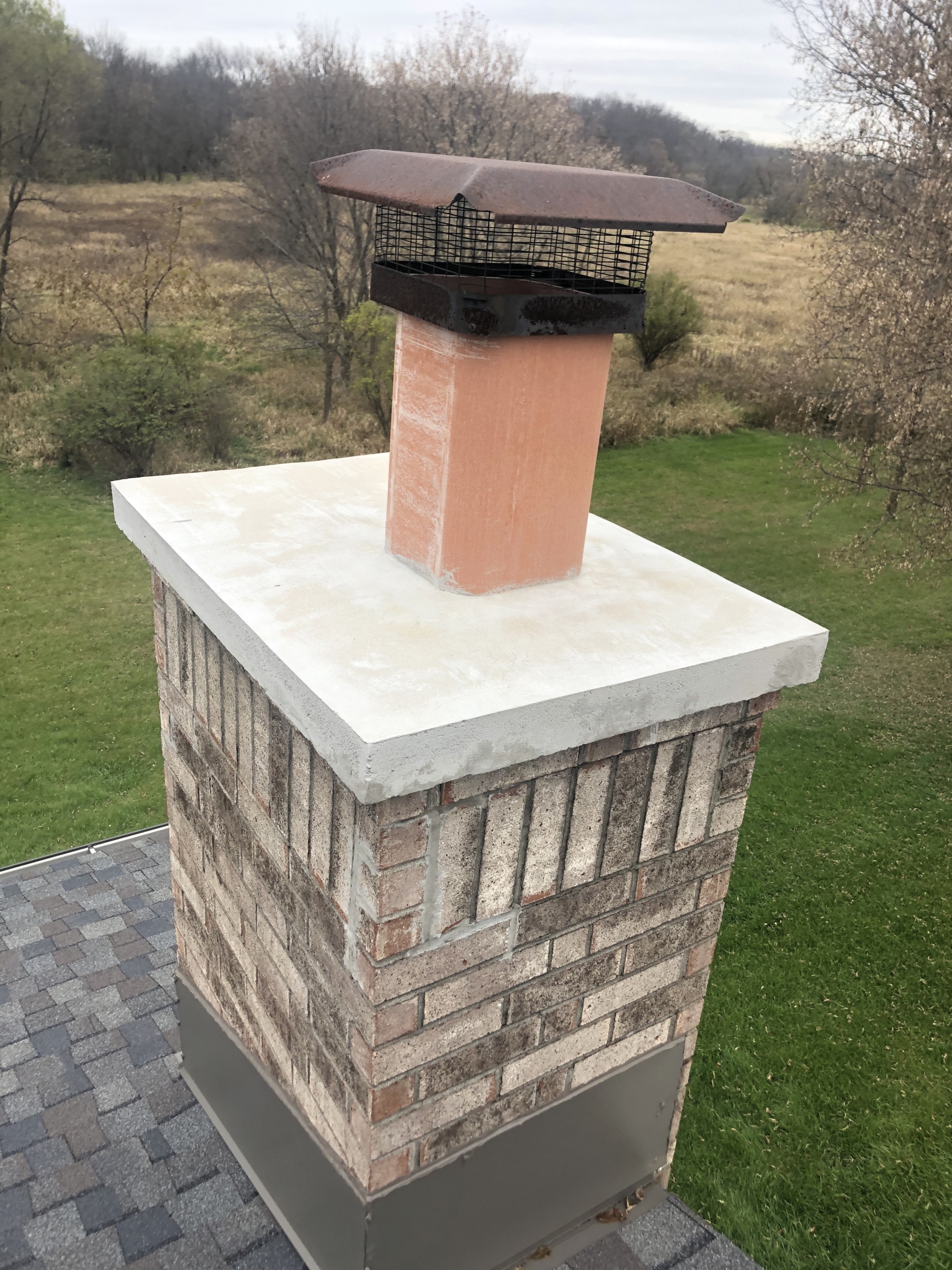 Wisconsin Roofing LLC | Residential | Mequon | Custom chimney diverter flashing